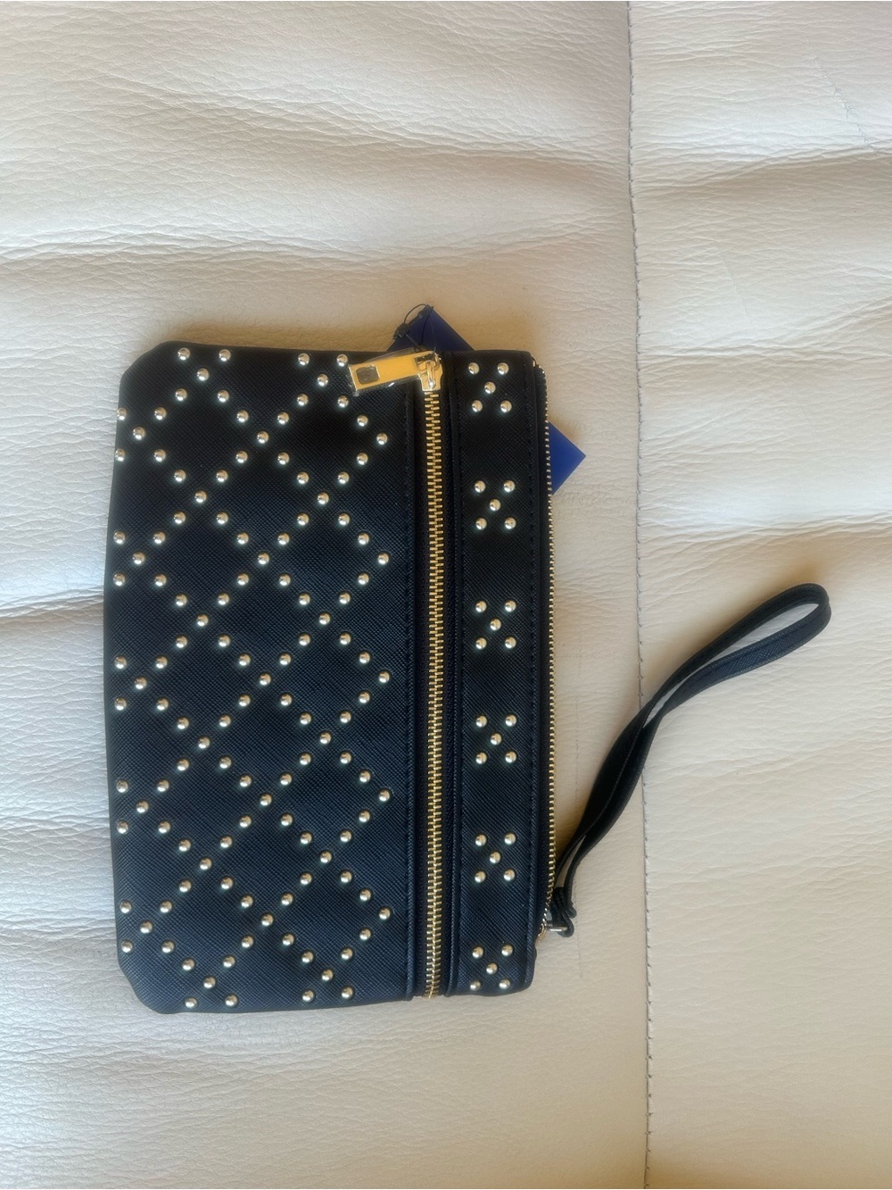 Apt 9 Black Studded Wristlet Clutch with Gold Zipper